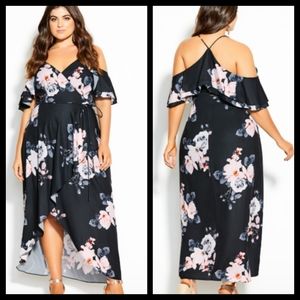 City Chic Black Floral Maxi Dress 12, 14, 18, 20, 24 NWT